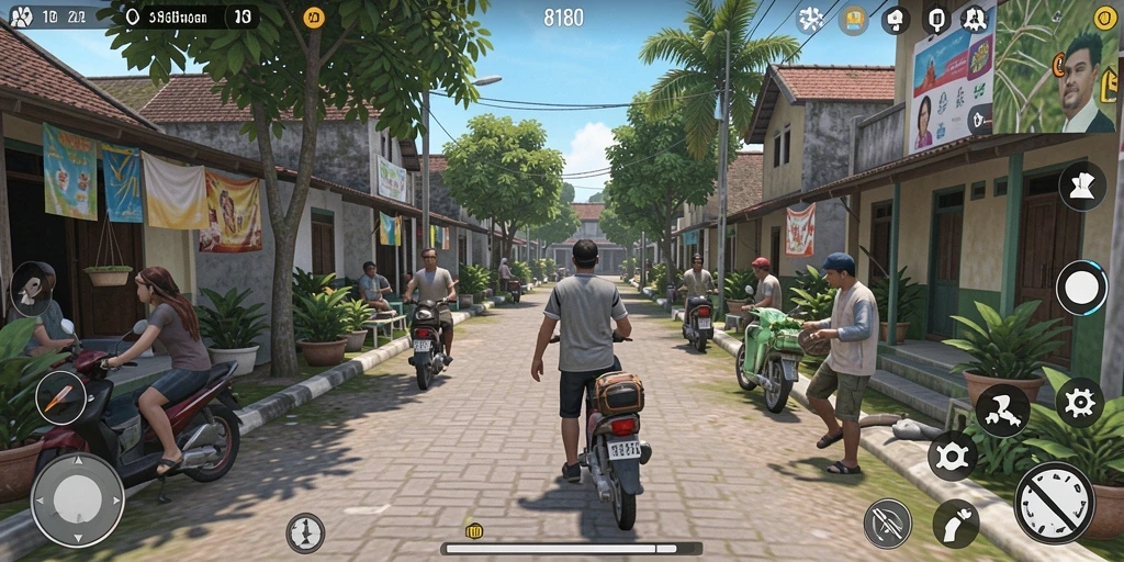 Tampilan gameplay menarik dalam simulasi kehidupan sehari-hari.