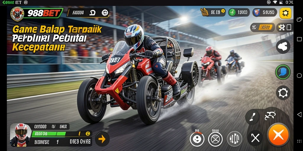 Tangkapan layar gameplay 988BET dengan aksi balap seru.