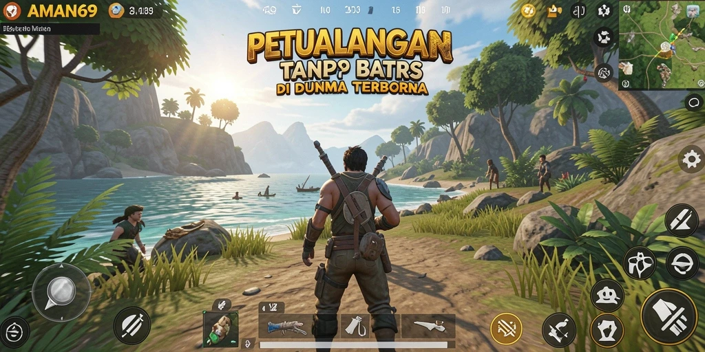 Tangkapan layar menampilkan petualangan mendebarkan di dunia terbuka AMAN69.