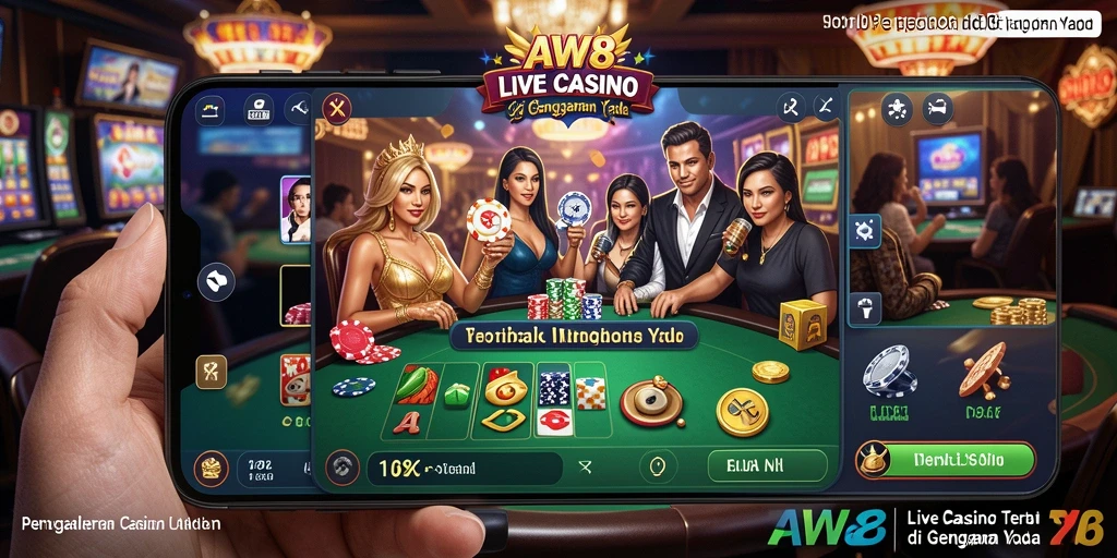 Tampilan utama <strong>AW8</strong> menampilkan gameplay Live Casino yang mendebarkan.
