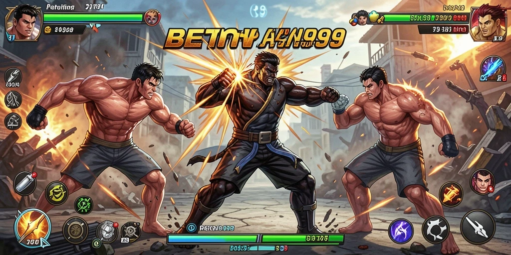 Screenshot gameplay BETON999 menampilkan aksi pertarungan yang mendebarkan.