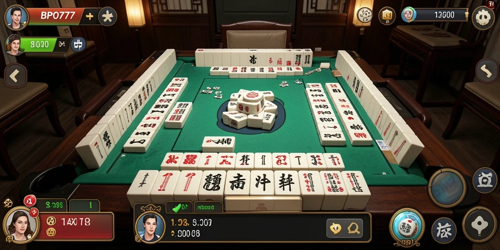 Tampilan gameplay menarik dari BPO777 saat bermain Mahjong.