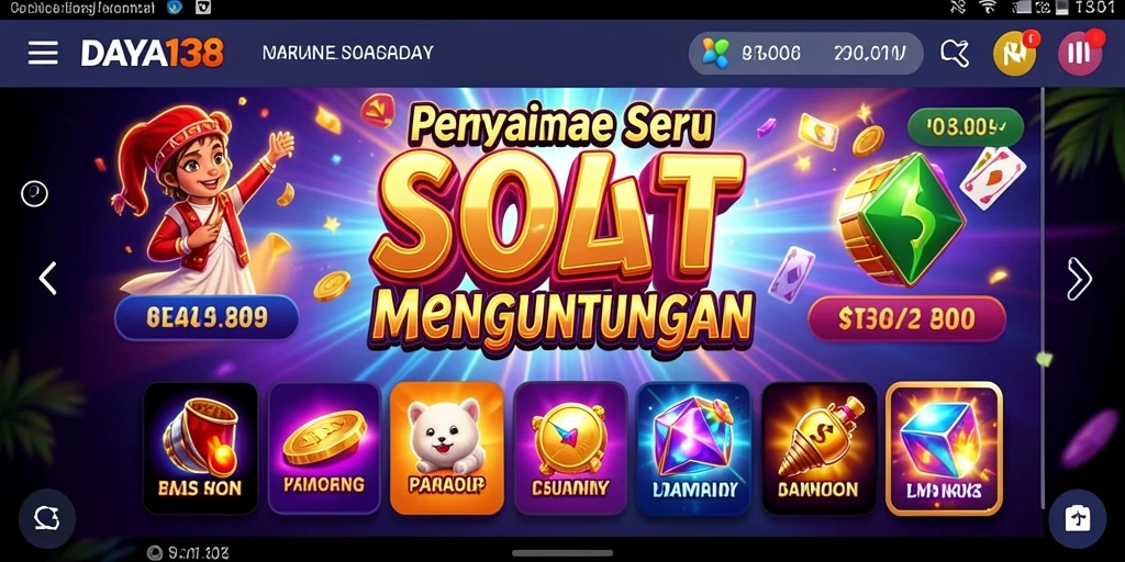 Screenshot menunjukkan gameplay Slot yang menegangkan dan berwarna.