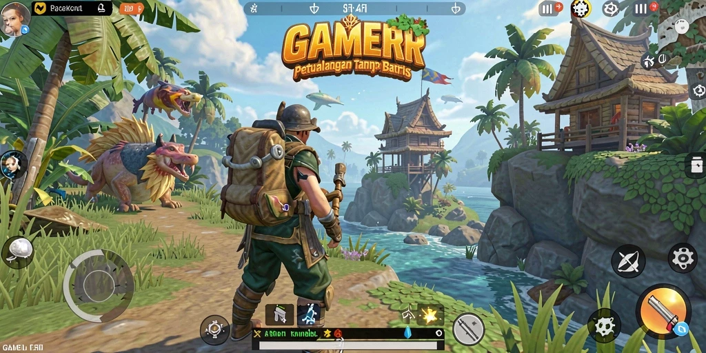 Tampilan gameplay GAMERP yang menakjubkan dalam dunia terbuka.