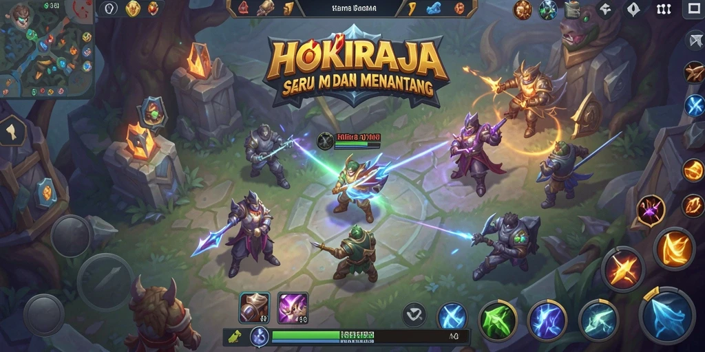 Screenshot gameplay HOKIRAJA yang menampilkan aksi seru hero di pertarungan.