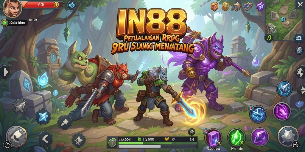 Tangkapan layar gameplay IN88 yang menunjukkan pertempuran seru dan karakter.