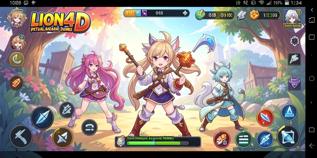 Gameplay LION4D menampilkan karakter Anime yang ikonik dalam aksi.