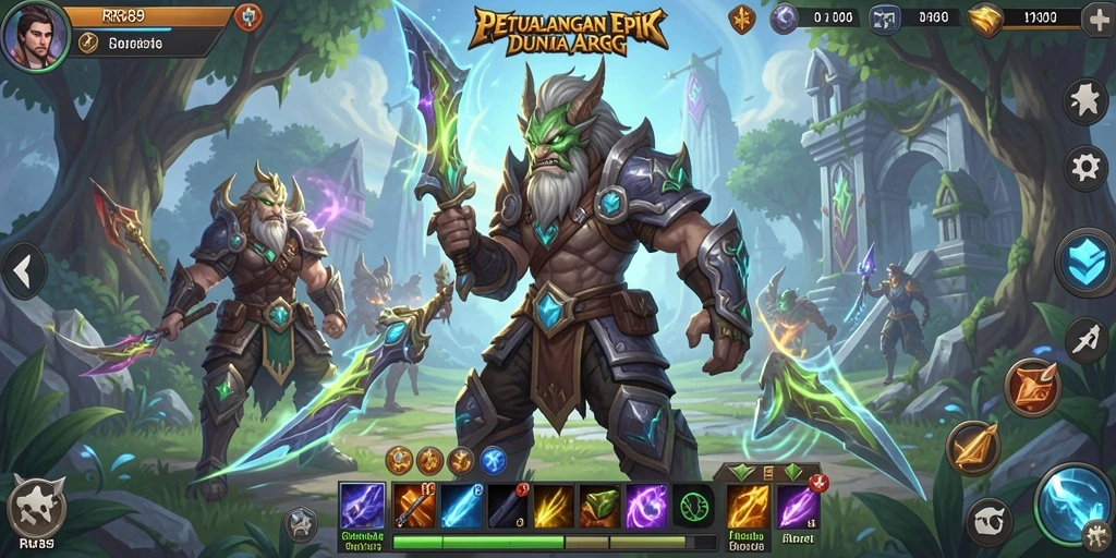 Screenshot gameplay menampilkan pertarungan epik dalam dunia ARPG.