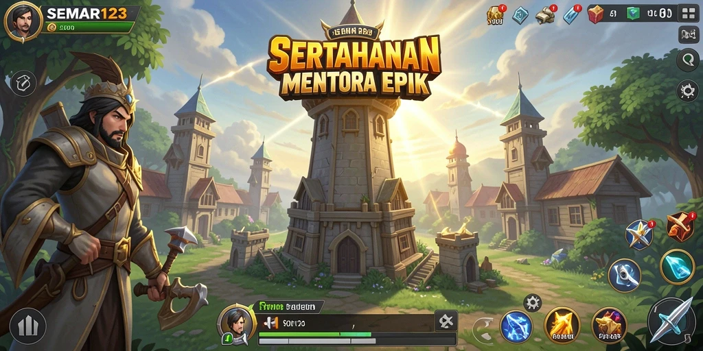 Tampilan gameplay menara pertahanan yang menakjubkan dan imersif.