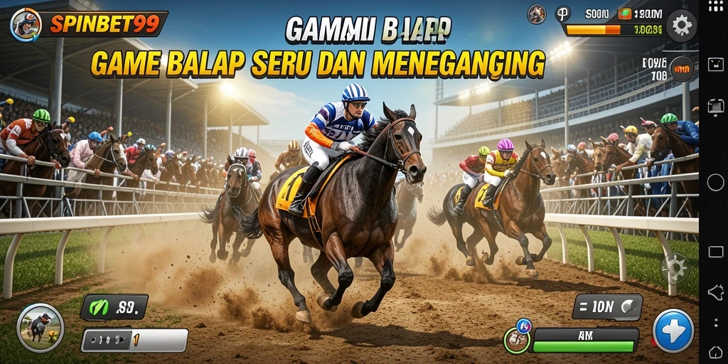Tampilan gameplay balap SPINBET99 yang seru dan mendebarkan.