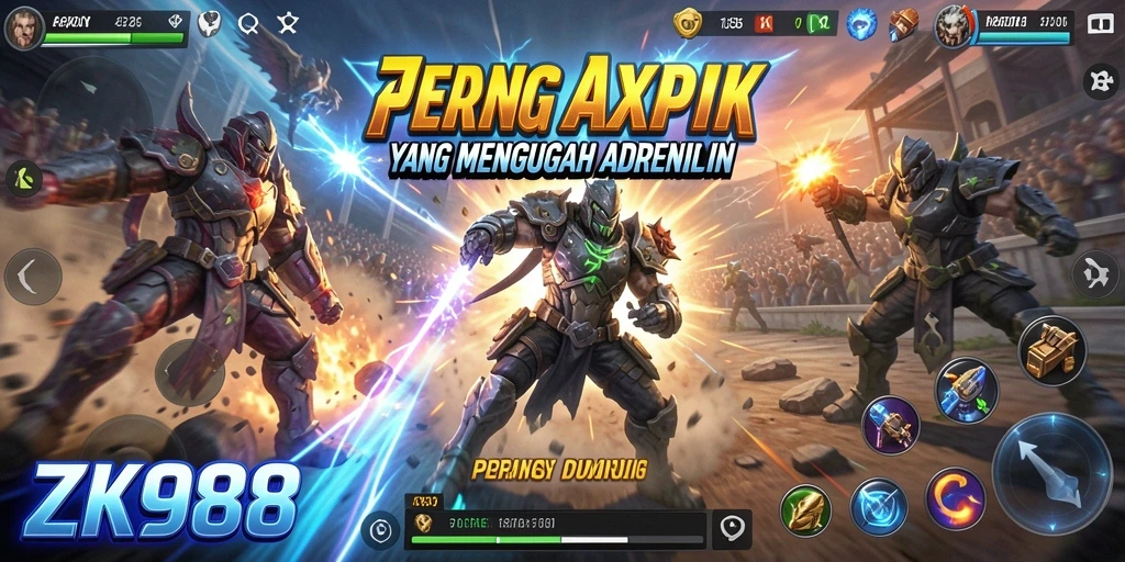Screenshot gameplay ZK988 menampilkan pertempuran intens dan grafis yang menawan.